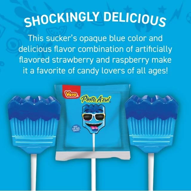 Generic Vero Pinta Azul Fresa Lollipops Paleta Strawberry and Raspberry Flavor (40 count/19.6oz)