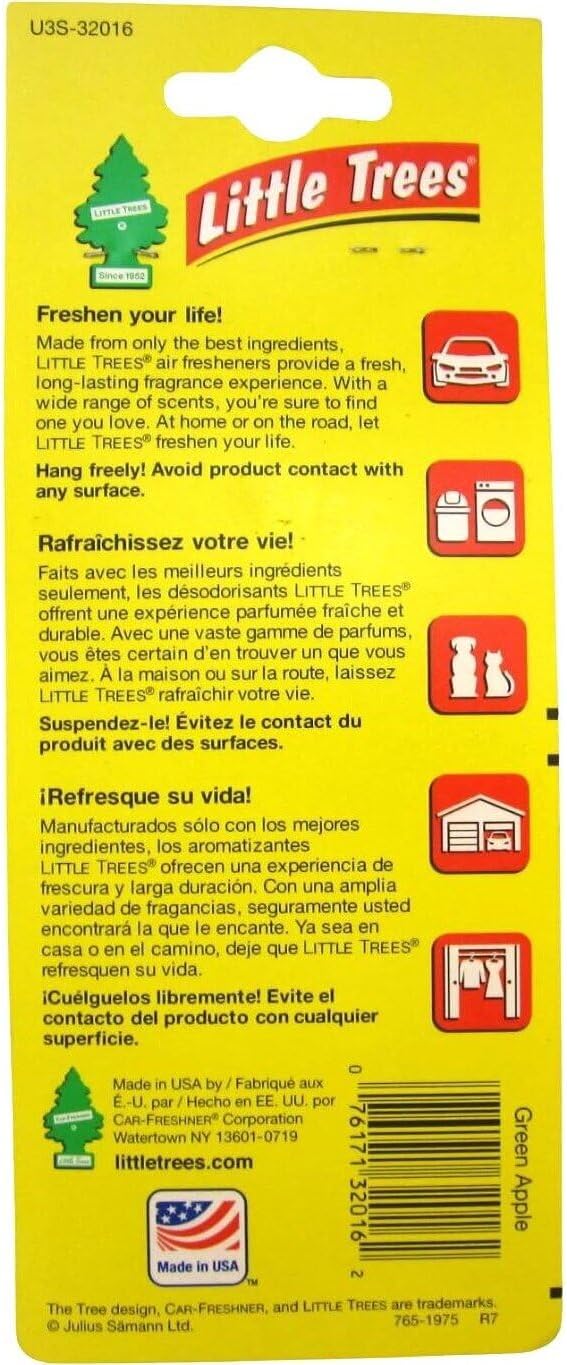 LITTLE TREES Car Air Freshener | Hanging Paper Tree for Home or Car | Green Apple | 6 Pack