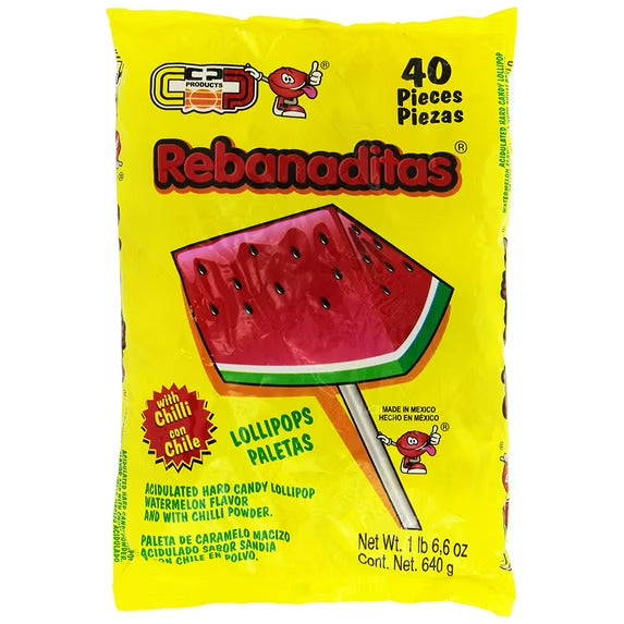 Rebanaditas Watermelon Lollipop with Chile 40ct