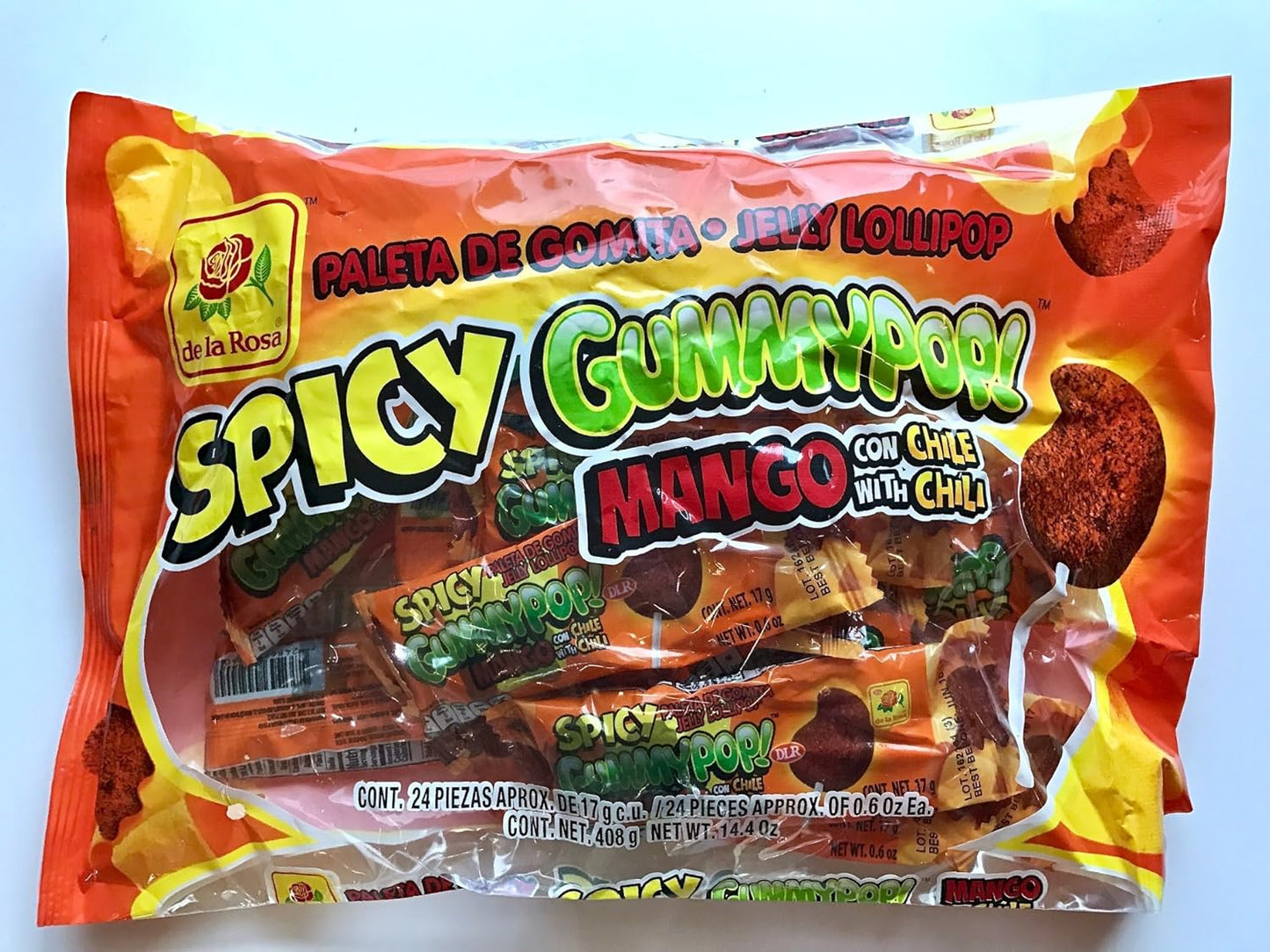 DE LA ROSA SPICY GUMMY POP MANGO 55 PIECES