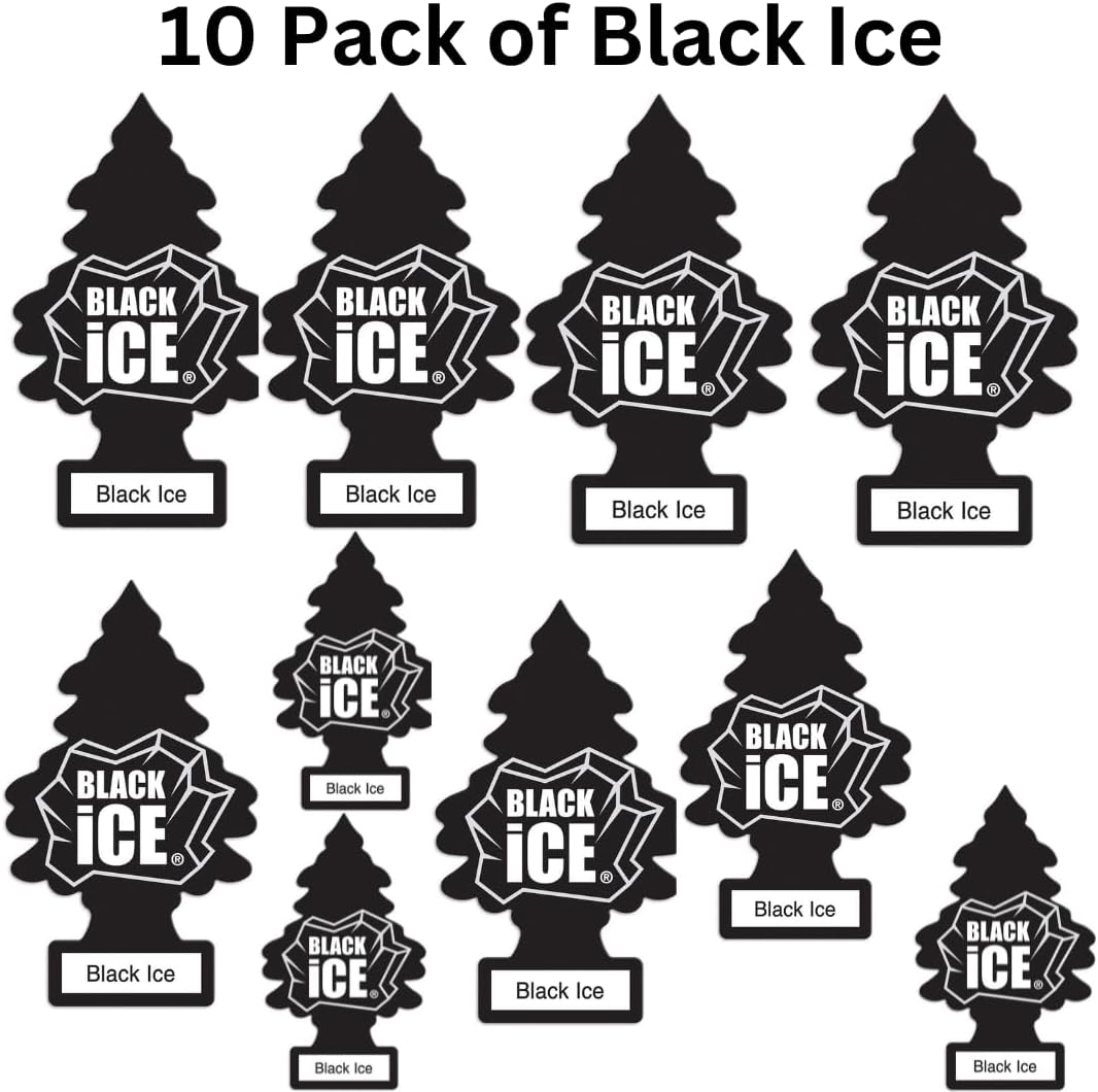 LittIe Trees Car Freshener, Black Ice Scent, 10-Pack