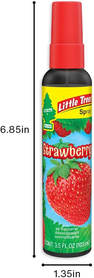 LITTLE TREES Car Air Freshener | Spray Provides a Long-Lasting Scent for Auto or Home | On-the-go Freshness | Strawberry, 6 Air Fresheners