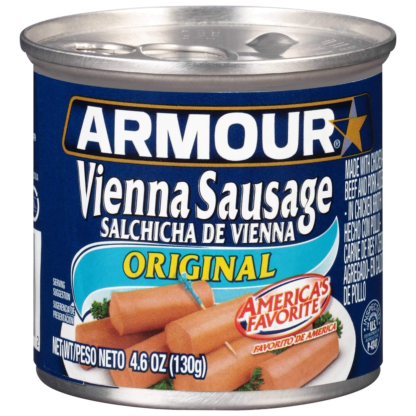 Armour Star Vienna Sausage, Original Flavor, Canned Sausage, 4.6 OZ (Pack of 48)