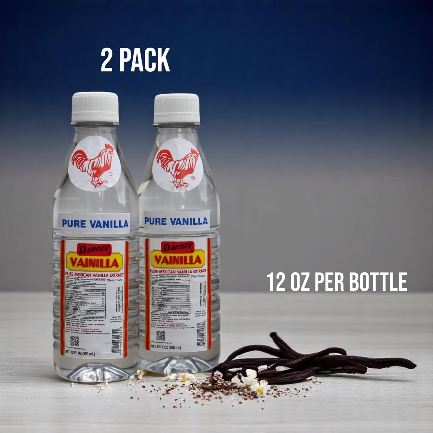 Danncy Vanilla Clear 12 DEF29 fl oz (355 mL) 2 Pack - Authentic Mexican Vanilla Flavor