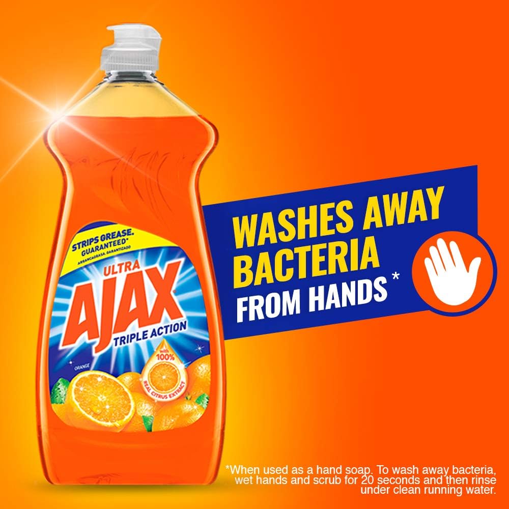 Ajax Triple-Action Dishwashing Liquid, 52 Oz, Orange (Pack of 4)