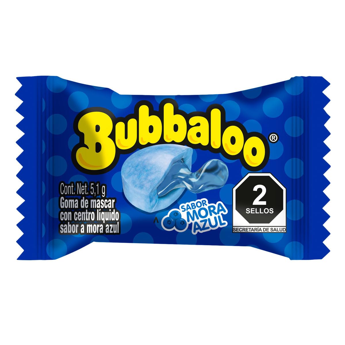 Bubbaloo Adams- goma de mascar 47 pz- sabores varios (Mora Azul, 47pz)