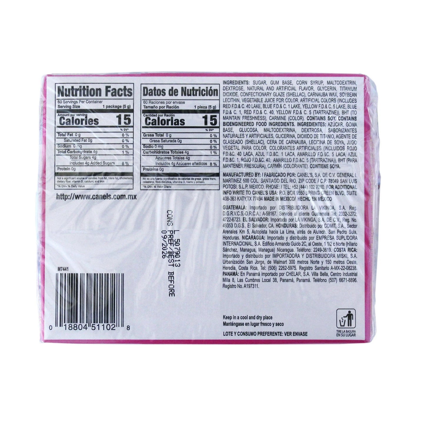 Canel's Chewing Gum Big Fun Pack, Original Flavors, 4 Pieces, 60 Pack