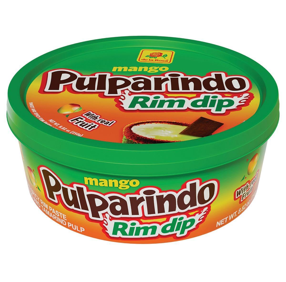 De La Rosa Pulparindo Rim Dip Paste With Real Fruit, Great for fruit, candy, cocktails, micheladas, and more! 8 Oz (8 Oz, MANGO)
