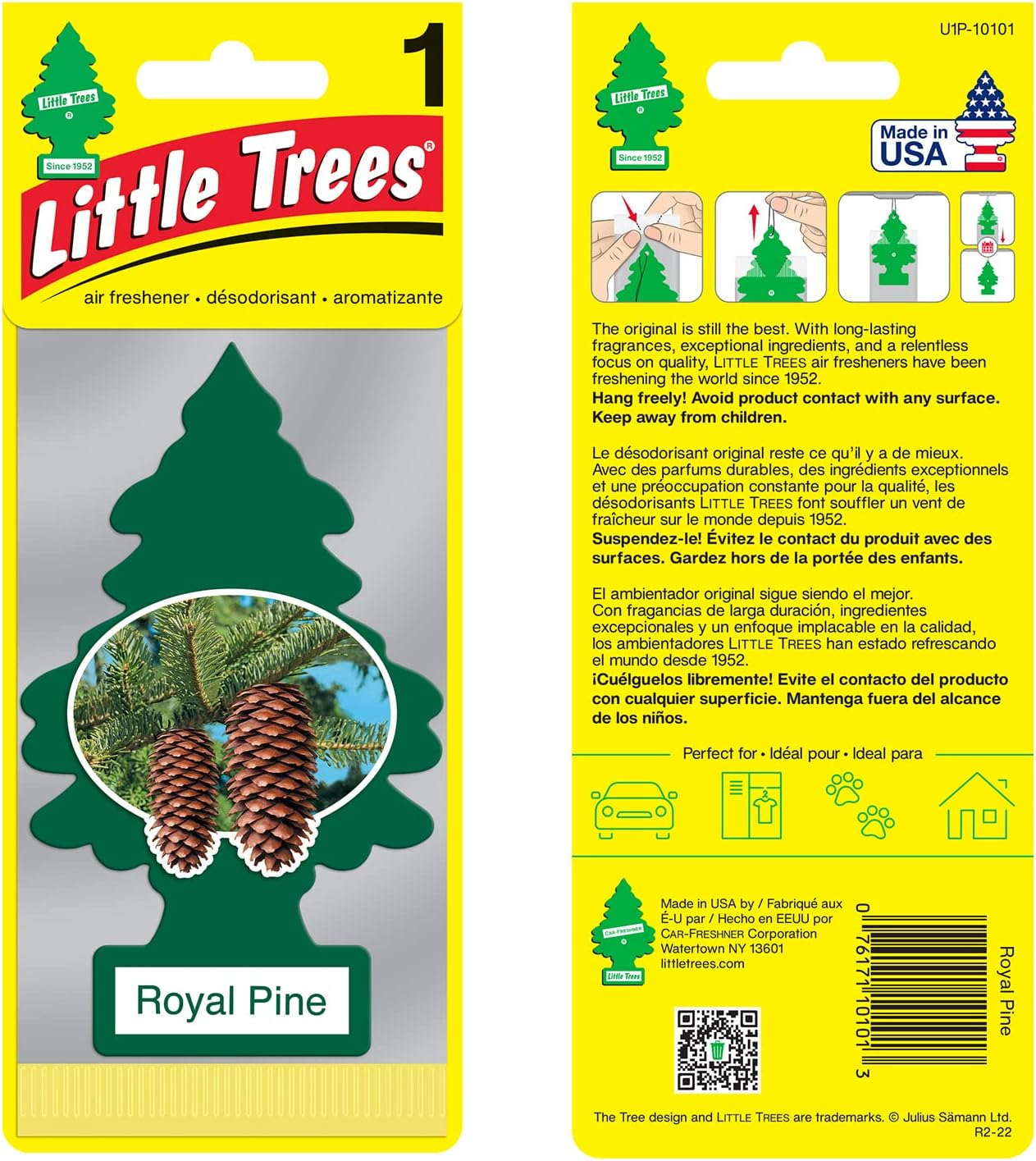 LITTLE TREES Car Air Freshener | Hanging Paper Tree for Home or Car | Royal Pine | 12 Pack