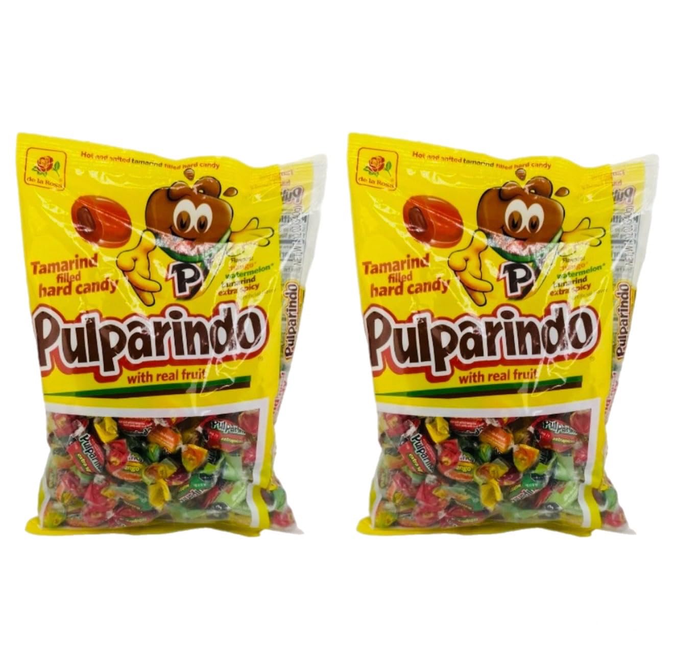 De La Rosa Pulparindo Hard Candy Mango, Watermelon,Tamarind and Extra Spicy Flavour 68 counts Packs of 2 .Total counts 136