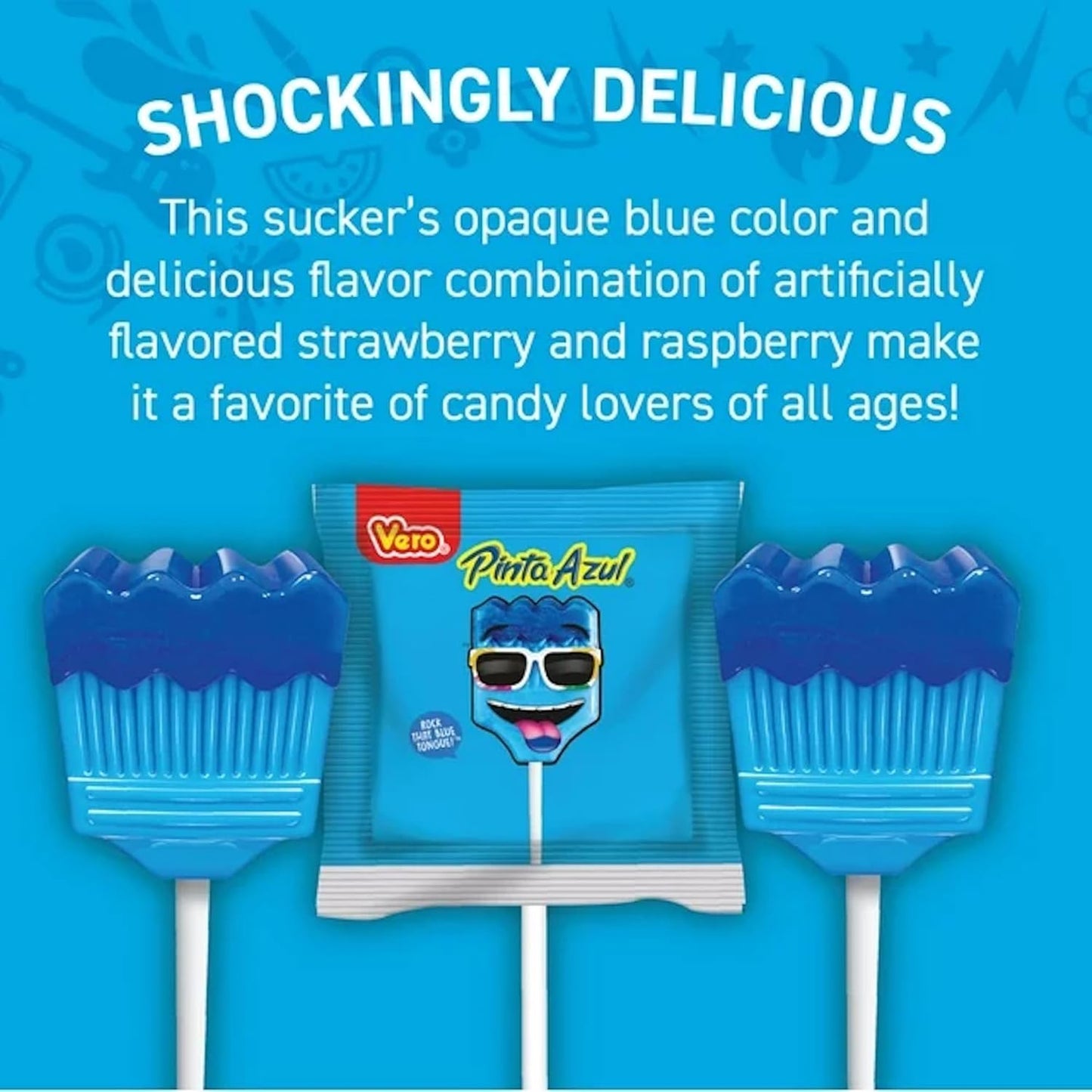 Vero Pinta Azul Lollipops - Strawberry & Raspberry Paleta | 40 Count (2 Pack)