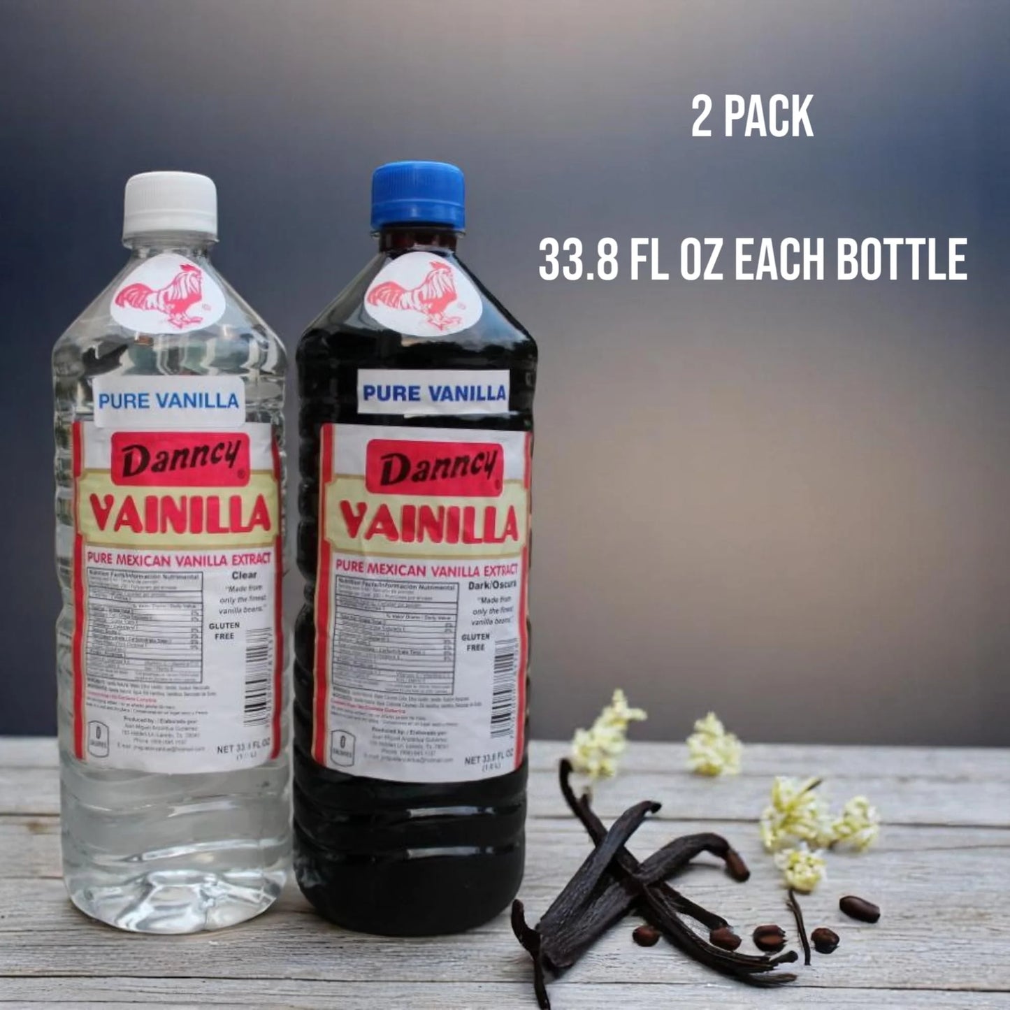 Danncy Vanilla Dark & VTF5 Clear 33 oz 2 Pack - Authentic Mexican Vanilla Flavor