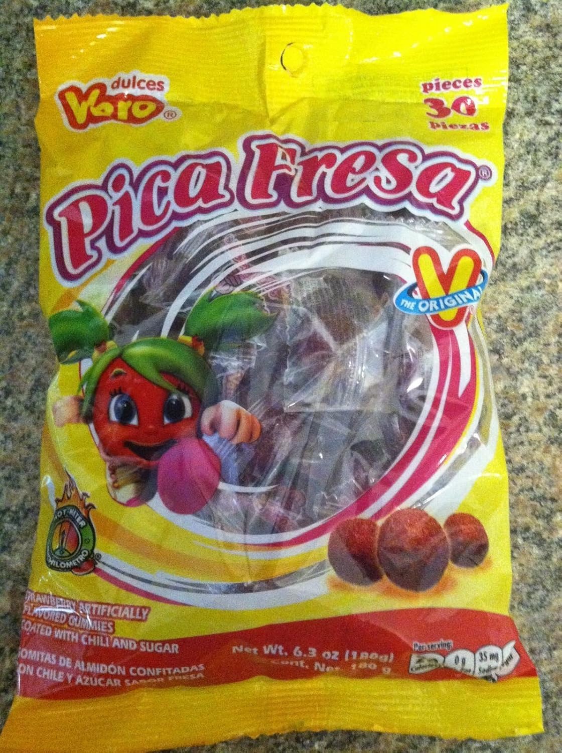 VERO PicaFresa Strawberry and Chili Chewy Candy Box with 7 bags of 30 count
