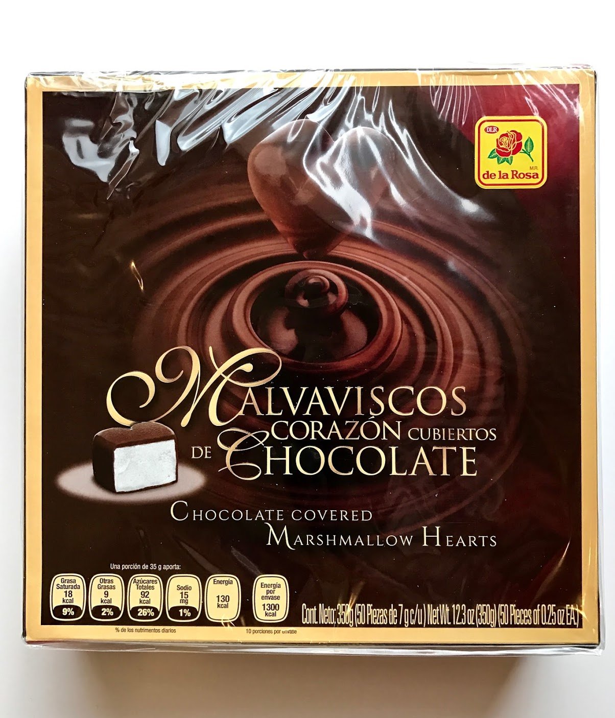 DE LA ROSA CHOCOLATE COVERED MARSHMALLOW HEARTS 50 CT