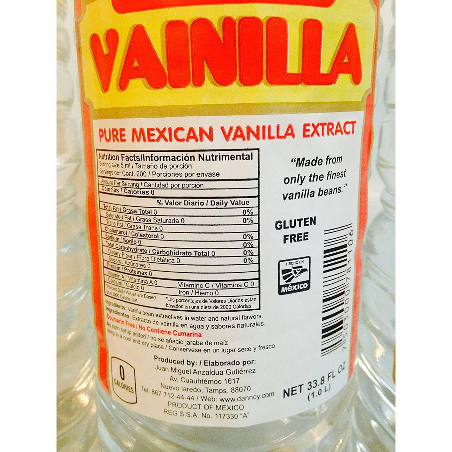 Danncy Clear Pure Mexican Vanilla Extract 3x 33.8 Fl oz