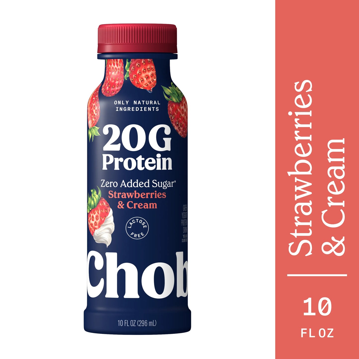 Chobani 20G Protein Low-Fat Greek Yogurt Drink Strawberries & Cream 10 fl oz Bottle