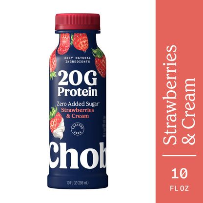 Chobani 20G Protein Low-Fat Greek Yogurt Drink Strawberries & Cream 10 fl oz Bottle
