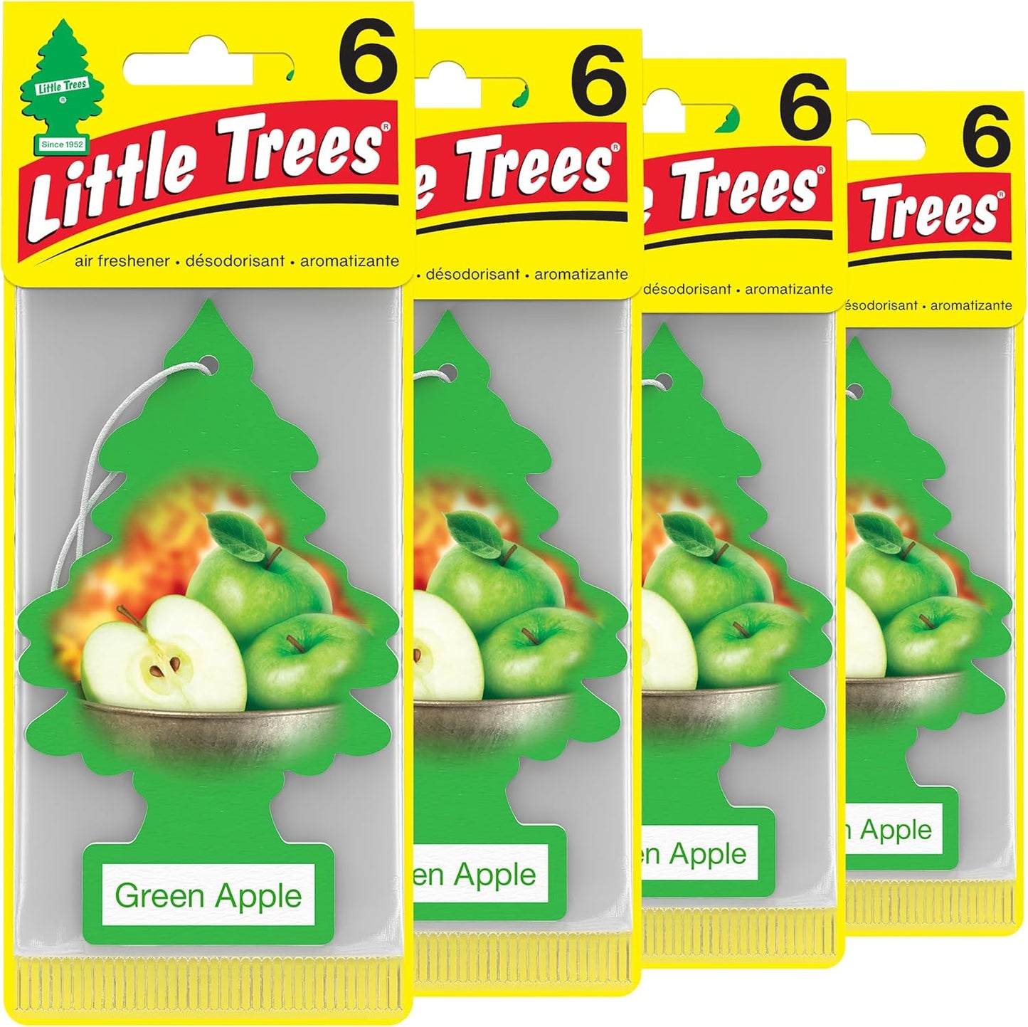 LITTLE TREES Car Air Freshener | Hanging Tree Provides Long Lasting Scent for Auto and Home | Green Apple, 24 Air Fresheners