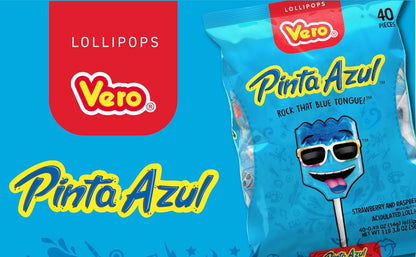 Vero Pinta Azul Lollipops - Strawberry & Raspberry Paleta | 40 Count (2 Pack)