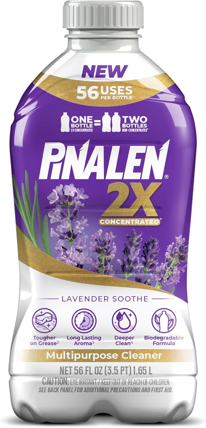 PINALEN 2X Max Aromas Concentrated Multipurpose Cleaner - Lavender Soothe Scent - 56 fl oz - All Purpose Cleaner for Kitchen, Bathroom, Floors & Outdoors