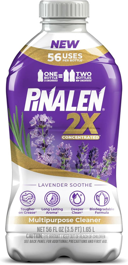 PINALEN 2X Max Aromas Concentrated Multipurpose Cleaner - Lavender Soothe Scent - 56 fl oz - All Purpose Cleaner for Kitchen, Bathroom, Floors & Outdoors