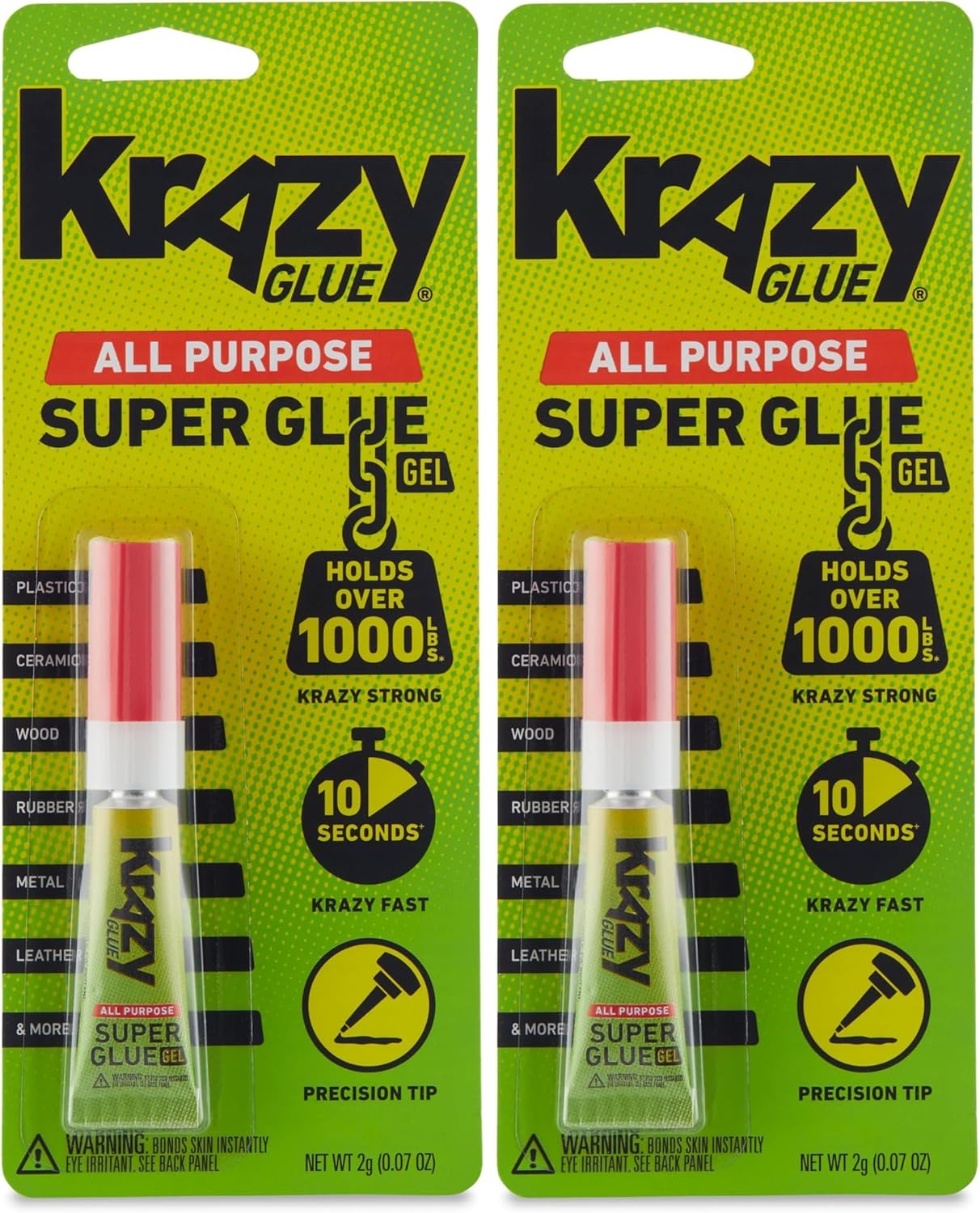 Krazy Glue, All Purpose Gel, Precision Tip, 2 g (Pack of 2)