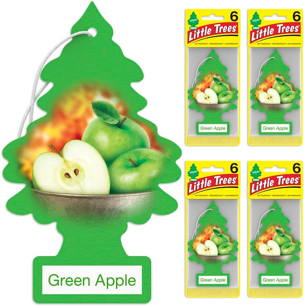 LITTLE TREES Car Air Freshener | Hanging Tree Provides Long Lasting Scent for Auto and Home | Green Apple, 24 Air Fresheners