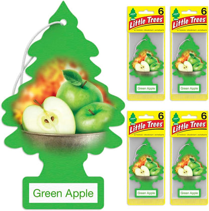 LITTLE TREES Car Air Freshener | Hanging Tree Provides Long Lasting Scent for Auto and Home | Green Apple, 24 Air Fresheners