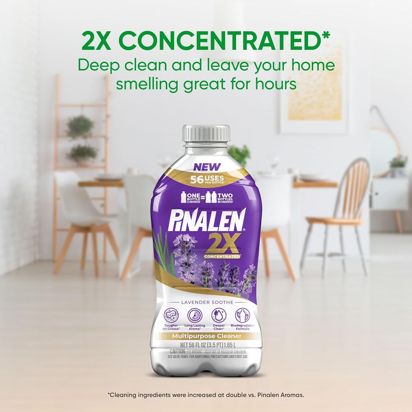 PINALEN 2X Max Aromas Concentrated Multipurpose Cleaner - Lavender Soothe Scent - 56 fl oz - All Purpose Cleaner for Kitchen, Bathroom, Floors & Outdoors