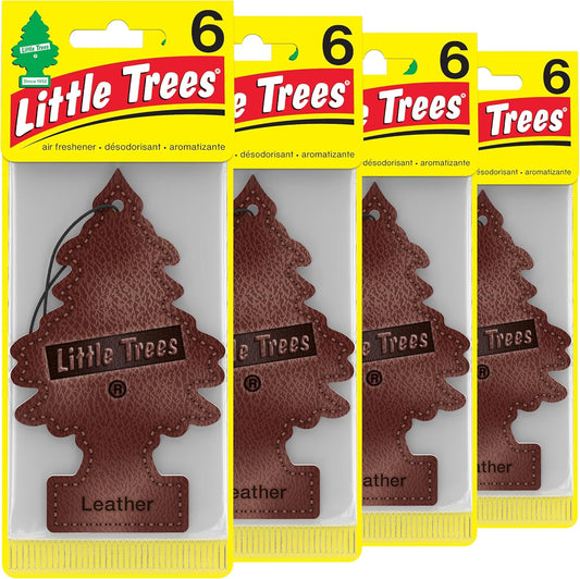 LITTLE TREES Car Air Freshener | Hanging Tree Provides Long Lasting Scent for Auto and Home | Leather, 24 Air Fresheners