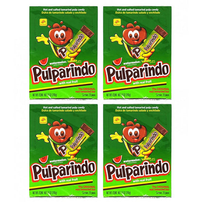 4 Pack Pulparindo Hot Salted Watermelon De La Rosa Mexican Candy Sandia 80pcs