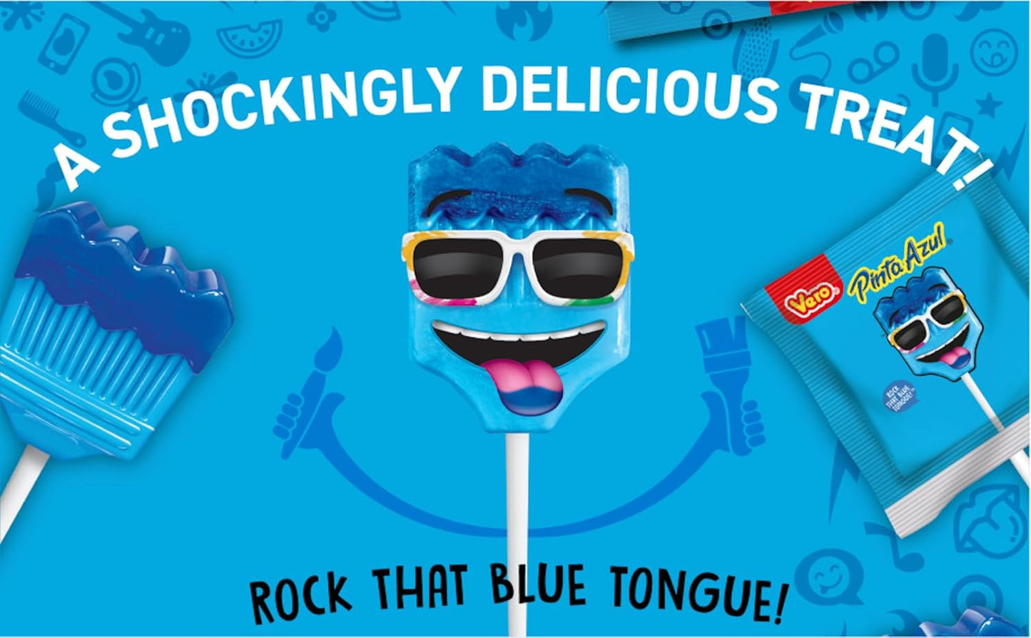 Vero Pinta Azul Lollipops - Strawberry & Raspberry Paleta | 40 Count (2 Pack)