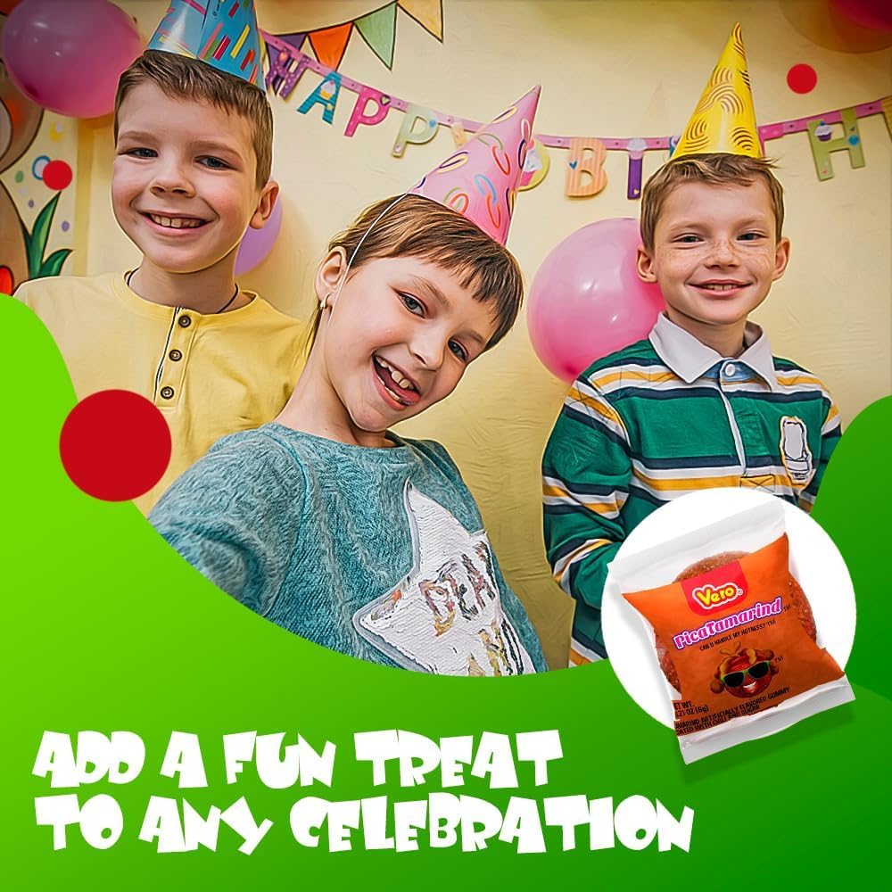 Vero PicaTamarind - Tamarind Flavor Chewy Gummy Treats Coated With Chili Powder & Sugar 100 Pieces (5.15 Oz) - Mexican Candy - Individually Wrapped Gummies for Halloween, Piñatas, and More