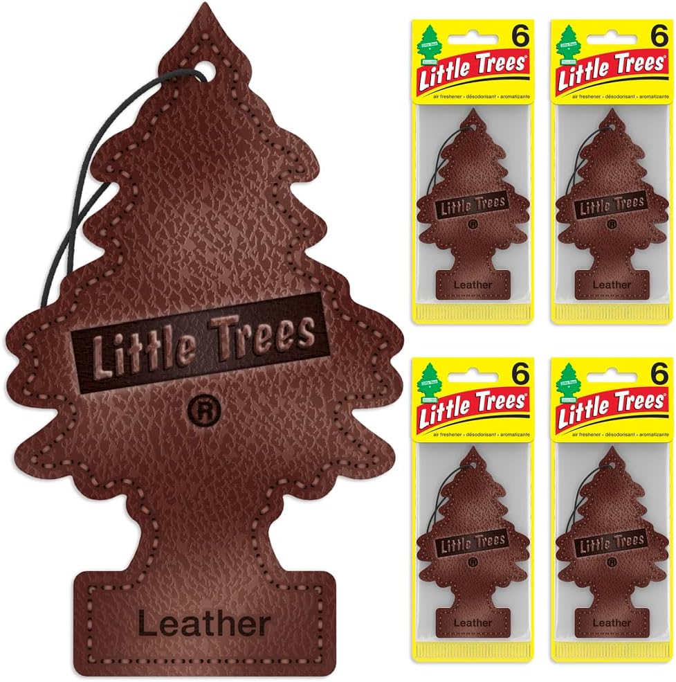 LITTLE TREES Car Air Freshener | Hanging Tree Provides Long Lasting Scent for Auto and Home | Leather, 24 Air Fresheners