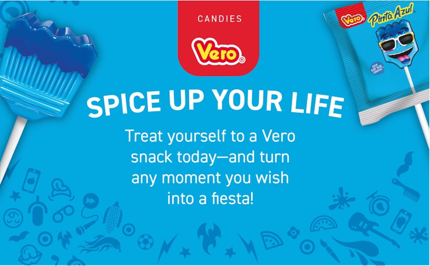 Vero Pinta Azul Lollipops - Strawberry & Raspberry Paleta | 40 Count (2 Pack)