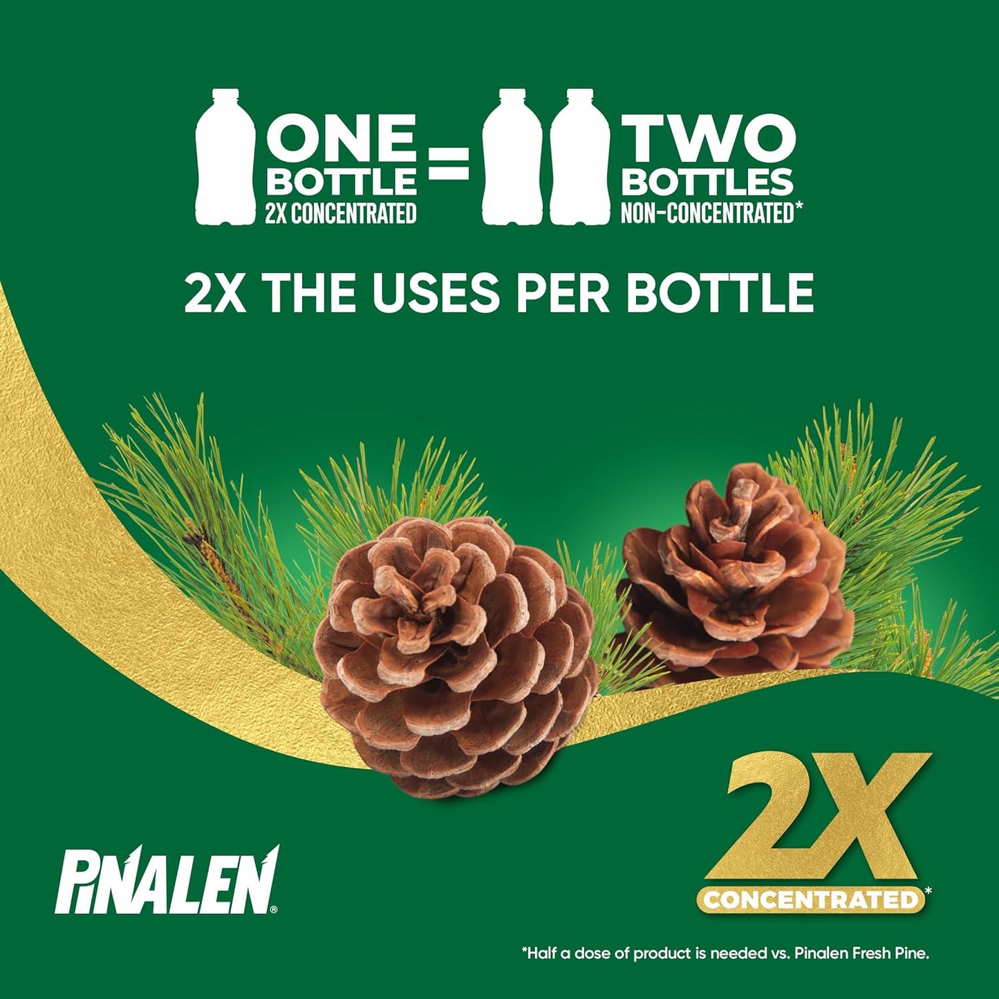 PINALEN 2X Concentrated Multipurpose Cleaner - Fresh Pine Scent - 28 fl oz - All Purpose Cleaner for Kitchen, Bathroom, Laundry, Floors & Outdoors