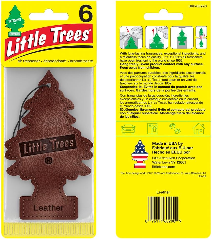 LITTLE TREES Car Air Freshener | Hanging Tree Provides Long Lasting Scent for Auto and Home | Leather, 24 Air Fresheners