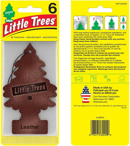 LITTLE TREES Car Air Freshener | Hanging Tree Provides Long Lasting Scent for Auto and Home | Leather, 24 Air Fresheners