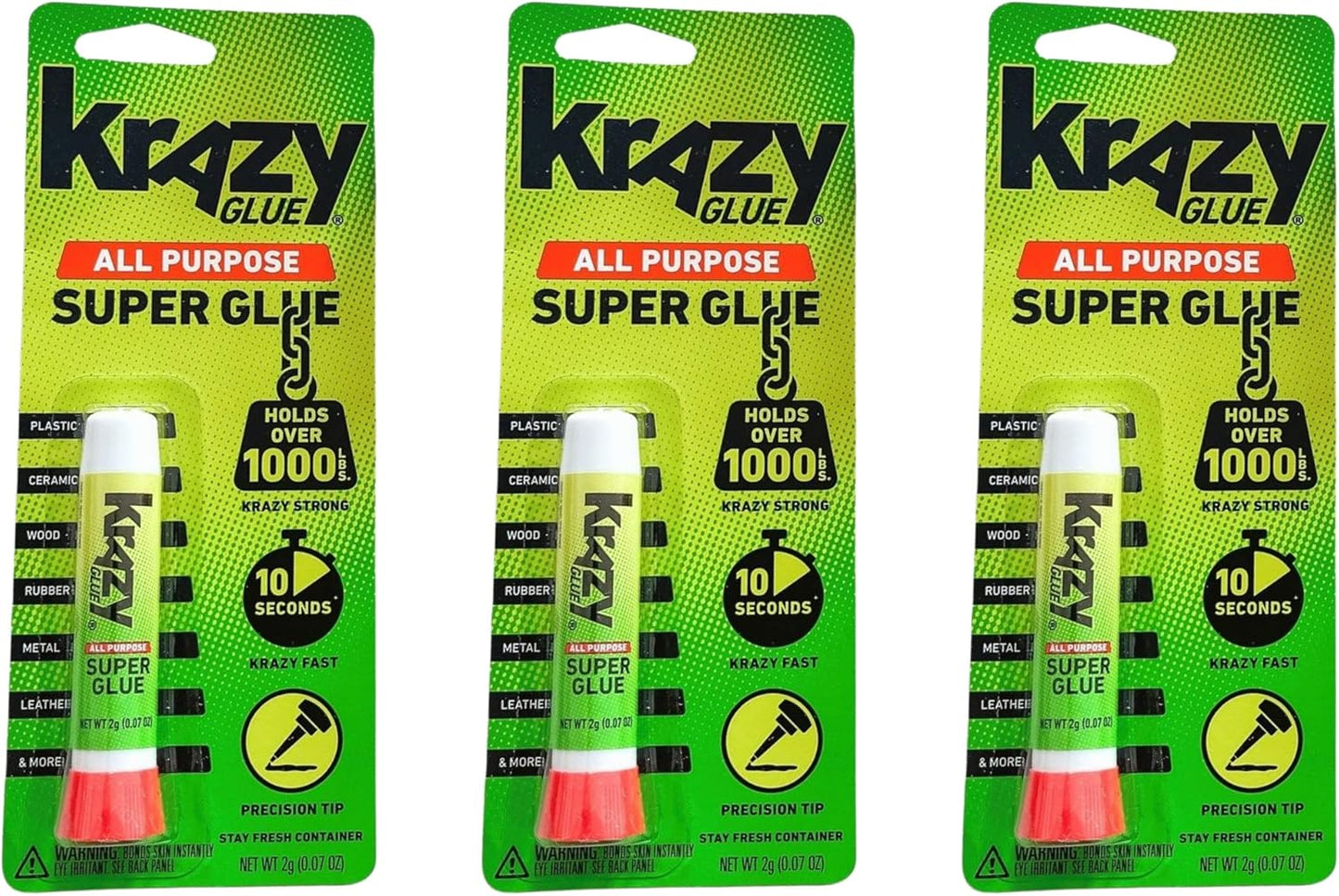 Krazy Glue Elmer's Original Crazy Super Glue All Purpose Instant Repair, 3 Piece