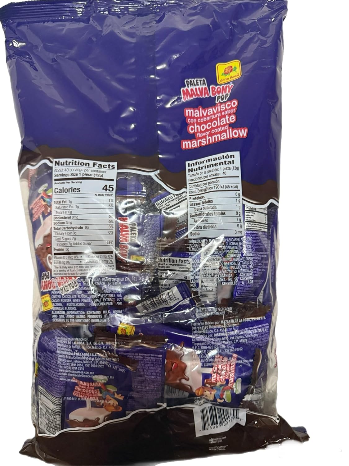 de la Rosa Malvabony Pop Chocolate 40 ct - Case - 16 Units