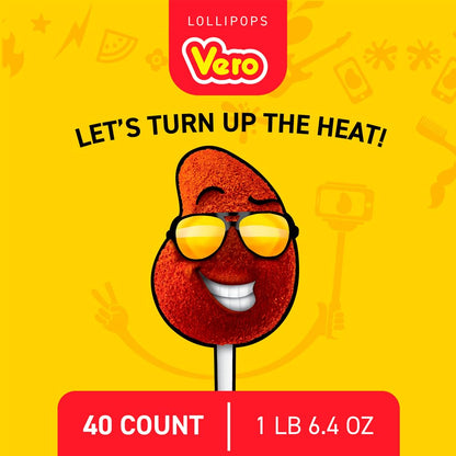 Vero Mango, Chili Covered Mango Flavored Lollipops, 40 Pieces