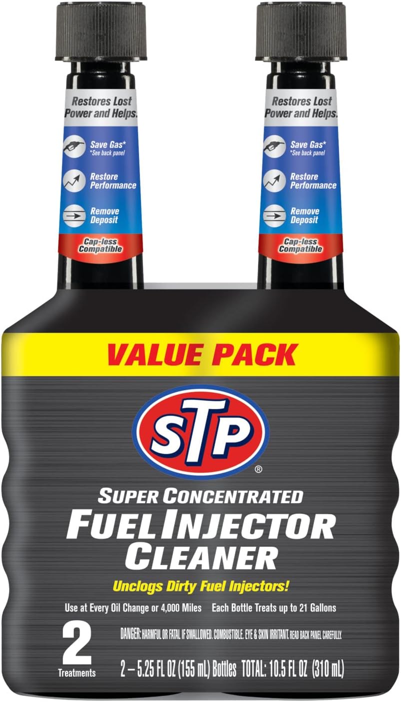 STP Super Concentrated Fuel Injector Cleaner, Bottled Injector Cleaner Unclogs Dirty Fuel Injectors, 5.25 Oz, 2 Count