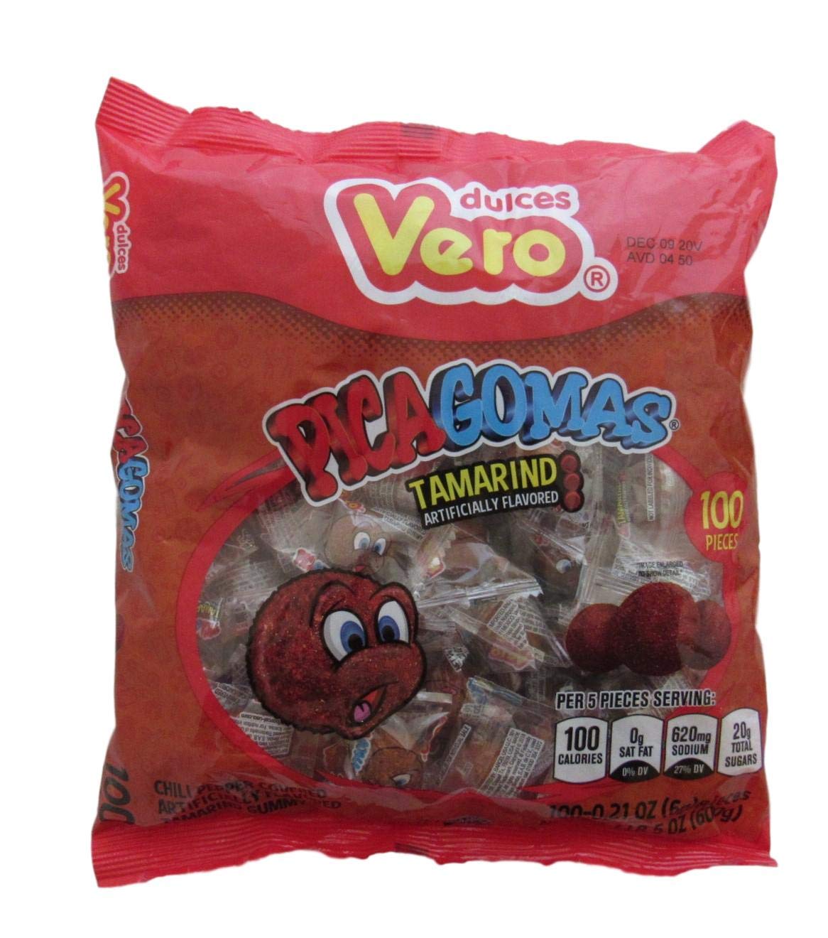 Dulces Vero Pica Gomas Tamarindo Chili, and Pica Gomas Watermelon Chili, Gummy Mexican Candy Bundle, 100 Pieces per bag, 1lb, 5.15 oz. each