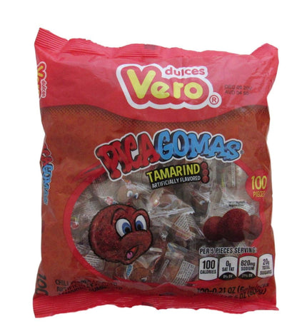 Dulces Vero Pica Gomas Tamarindo Chili, and Pica Gomas Watermelon Chili, Gummy Mexican Candy Bundle, 100 Pieces per bag, 1lb, 5.15 oz. each