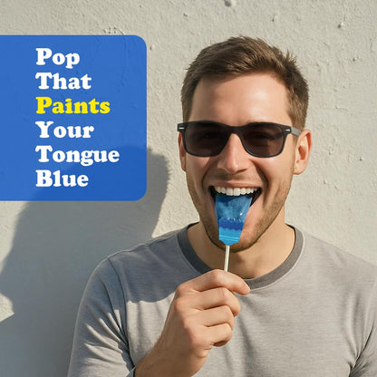 Vero Pintazul Lollipops - Individually Wrapped Mexican Candy That Colors Your Tongue Blue - Strawberry and Raspberry Flavor - 40 Pack (19.75 oz)