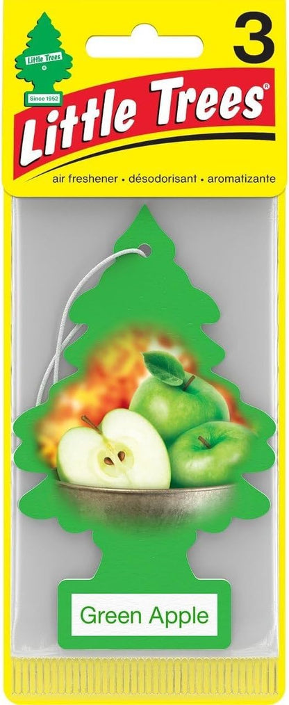 LITTLE TREES Car Air Freshener | Hanging Paper Tree for Home or Car | Green Apple | 6 Pack