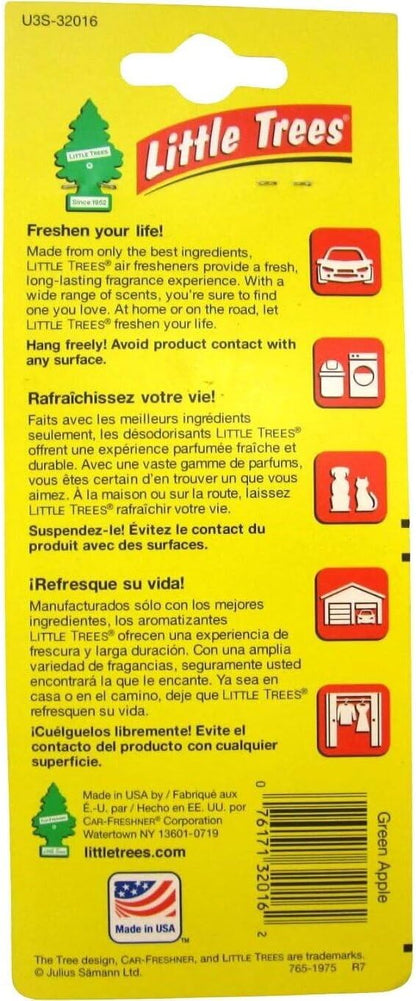 LITTLE TREES Car Air Freshener | Hanging Paper Tree for Home or Car | Green Apple | 6 Pack