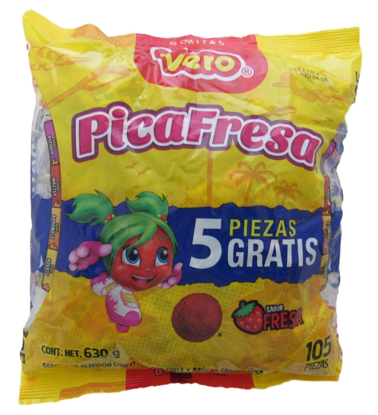 Pica Goma Tamarindo, 100 Pieces Bundled with Pica Fresa Strawberry, 105 Pieces by Dulces Vero