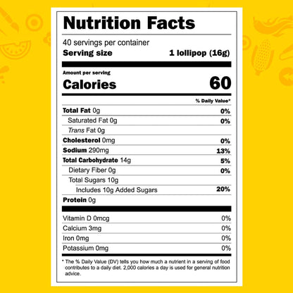 Vero Mango Flavored Lollipops Covered in Chili Powder 7 Bags, 40 Count Each (Net Wt. 167.86 Ounces) - Individually Wrapped Mexican Candy for Piñatas, Halloween, and More.