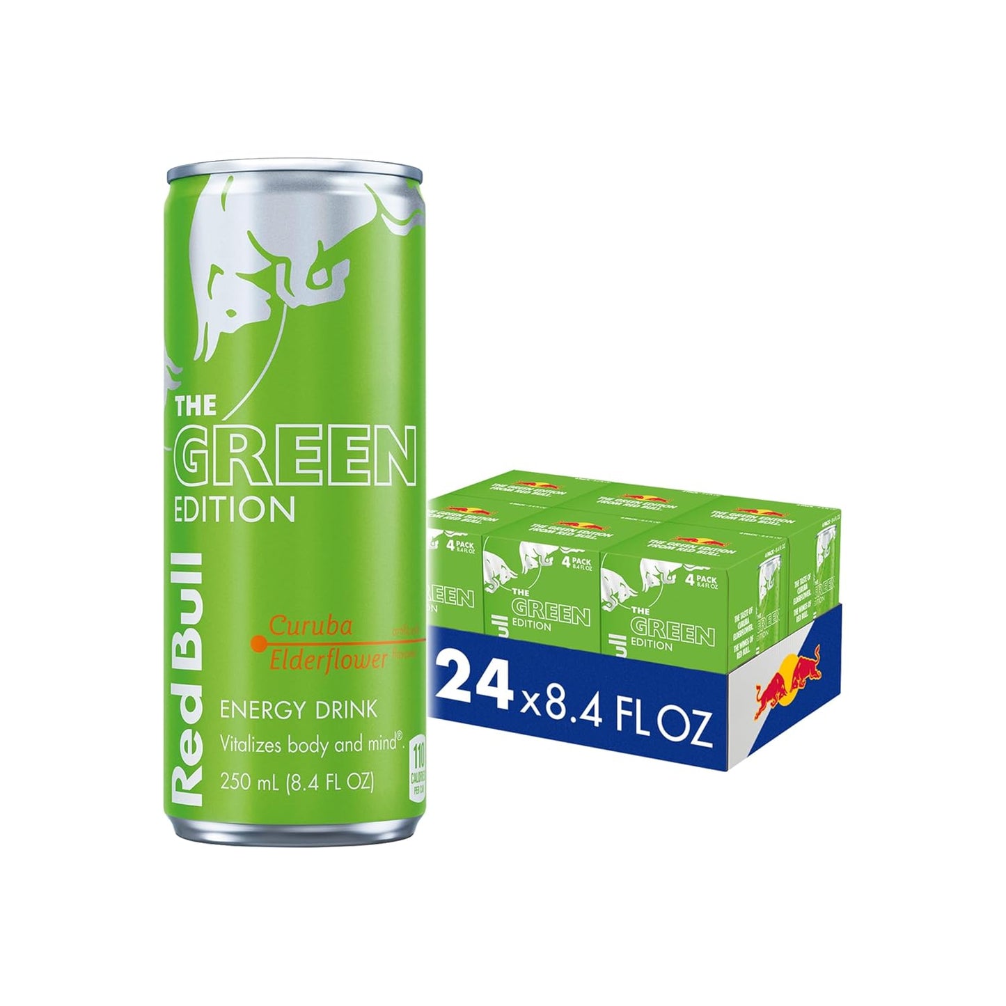 Red Bull Green Edition Curuba Elderflower Energy Drink, 8.4 Fl Oz, 24 Cans (6 Packs of 4)